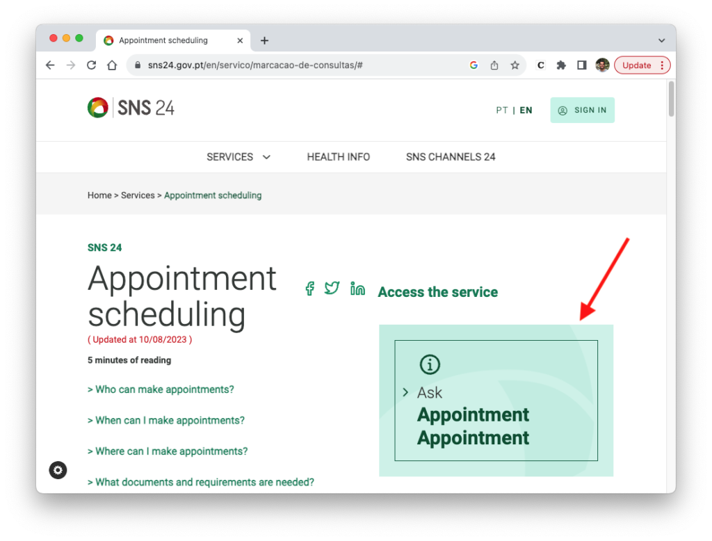 Make a Doctor's Appointment on SNS Portugal